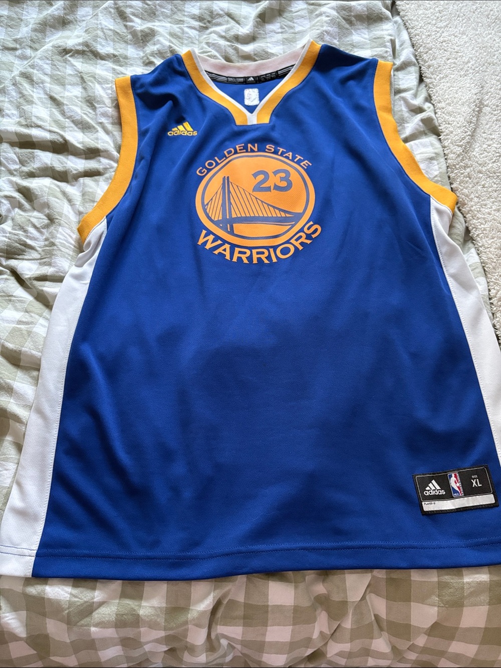 adidas Blue and Yellow Golden State Warriors Kids Jersey